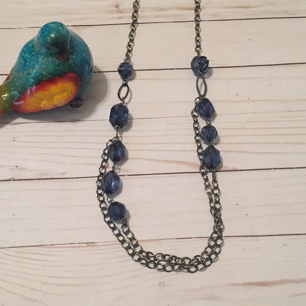 Gunmetal and dark teal long necklace 🎉